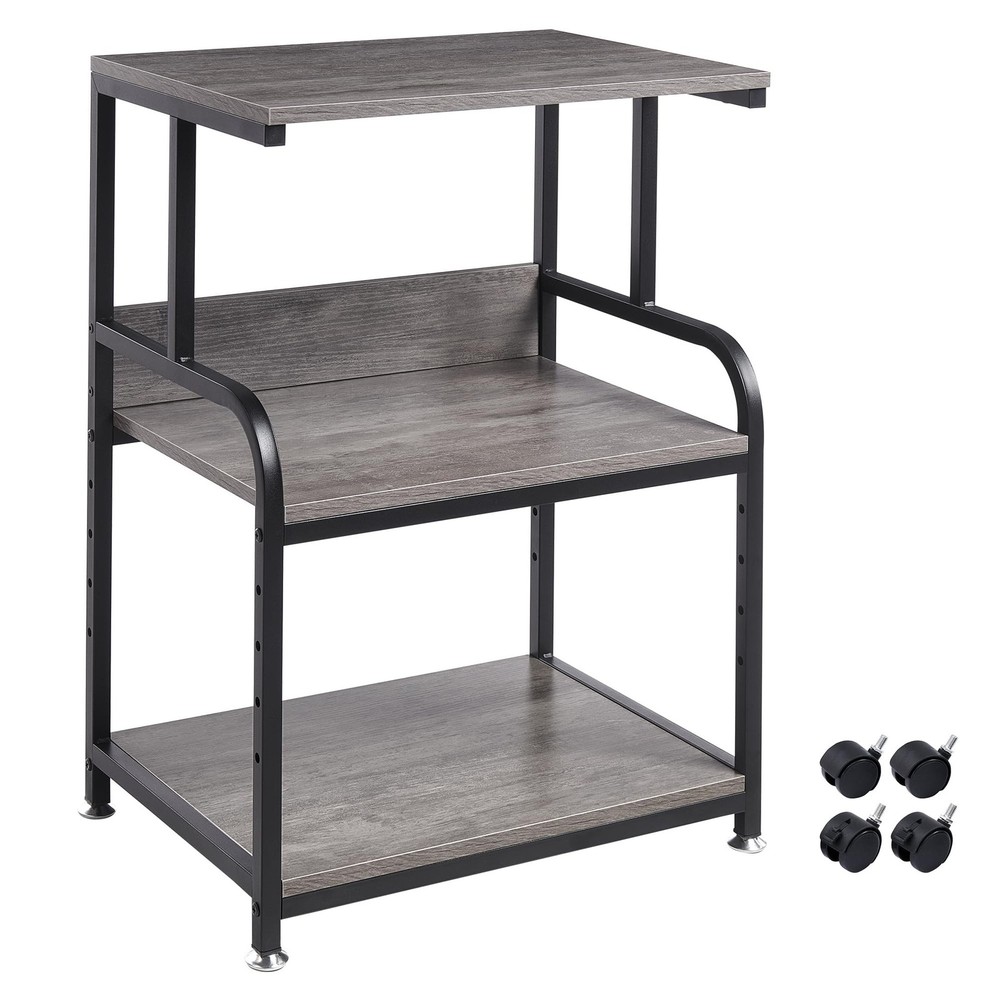 Printer Stand with Height Adjustable Storage Shelf, 3 Tier Mobile Printer Tab...