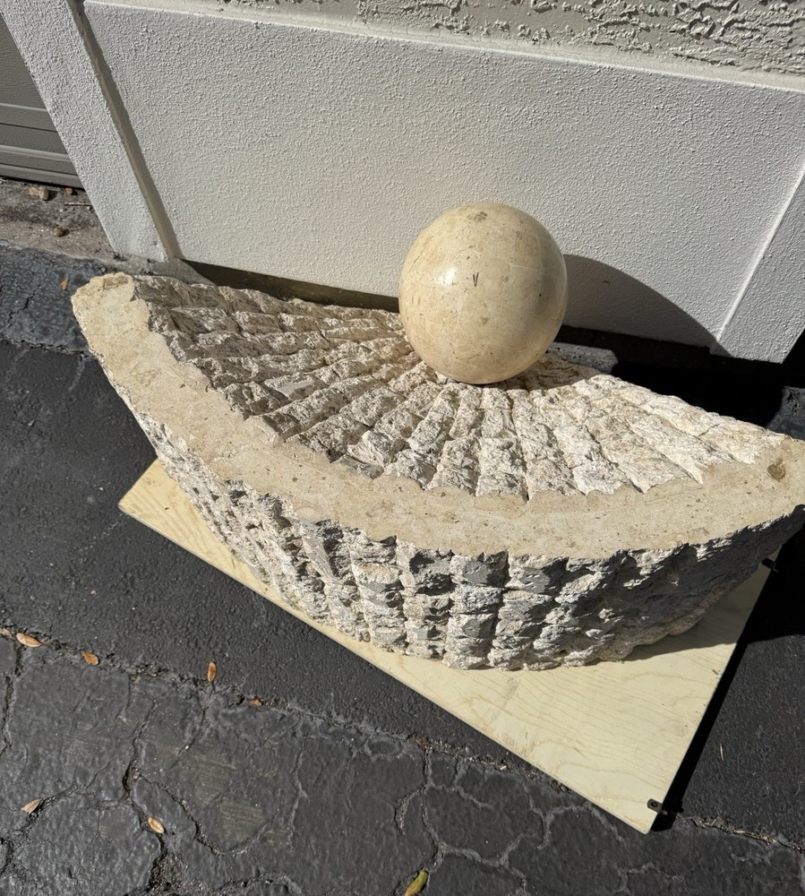 postmodern triangular antique stone coffee table with glass top