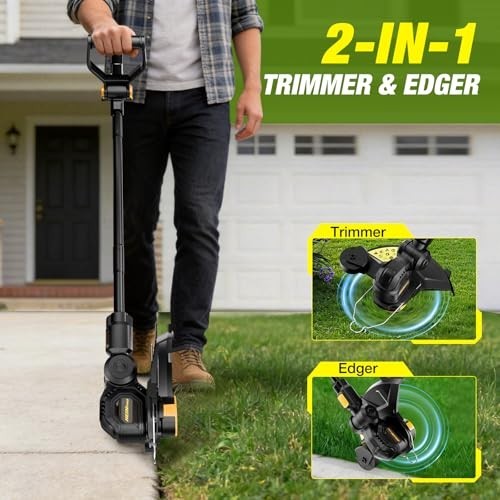 Cordless 12-Inch Electric String Trimmer, Battery Powered Weed Wacker, Auto Line