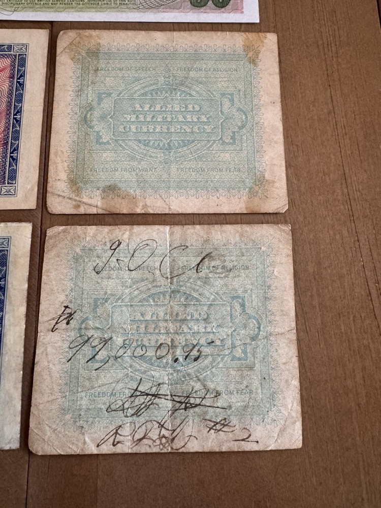 Lot of 5 WW2 Military notes
