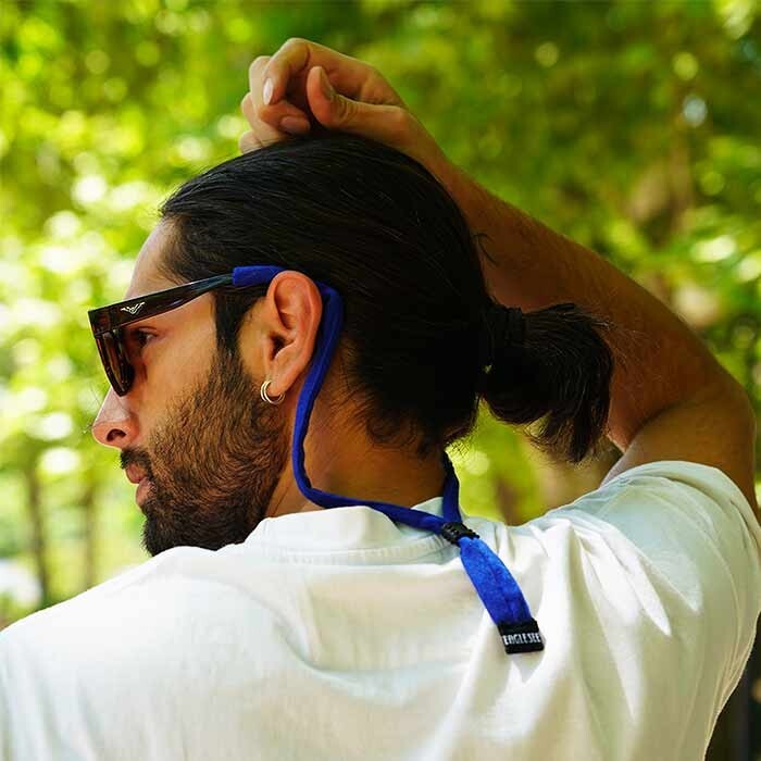 Sunglass retainer / Strap for Sunglasses | Simple Blue Cotton