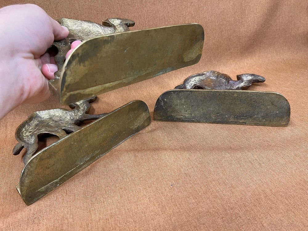 (3) Vintage / Antique Solid Brass Running Racing CAMEL Bookends ~ Orientalist