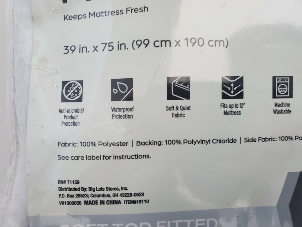 Real Living Soft Top Fitted Mattress Protector Twin Bed White