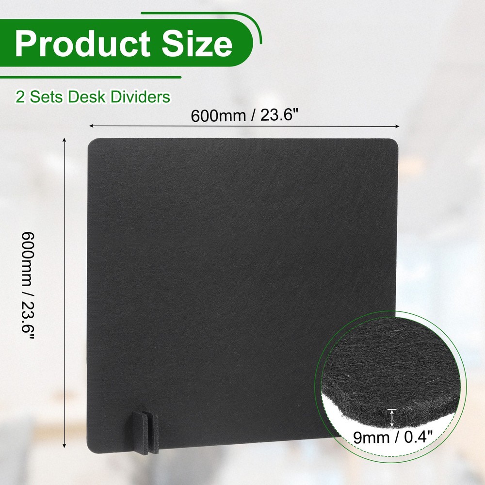 2 Set 24" x 24" Desk Divider Privacy Panel with 8Pcs Support Feet,Black