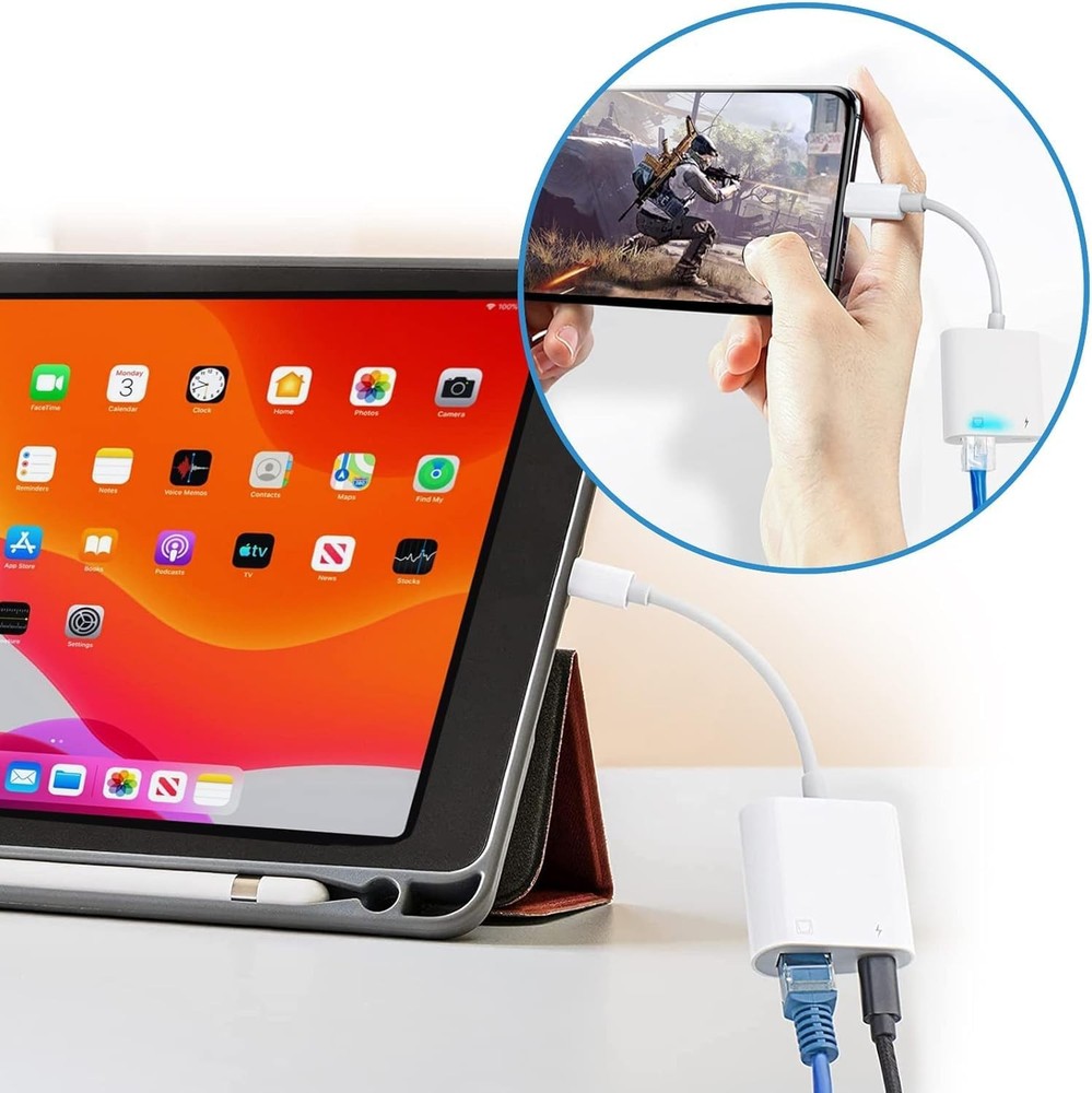 Lightning to Ethernet Adapter with Charging for