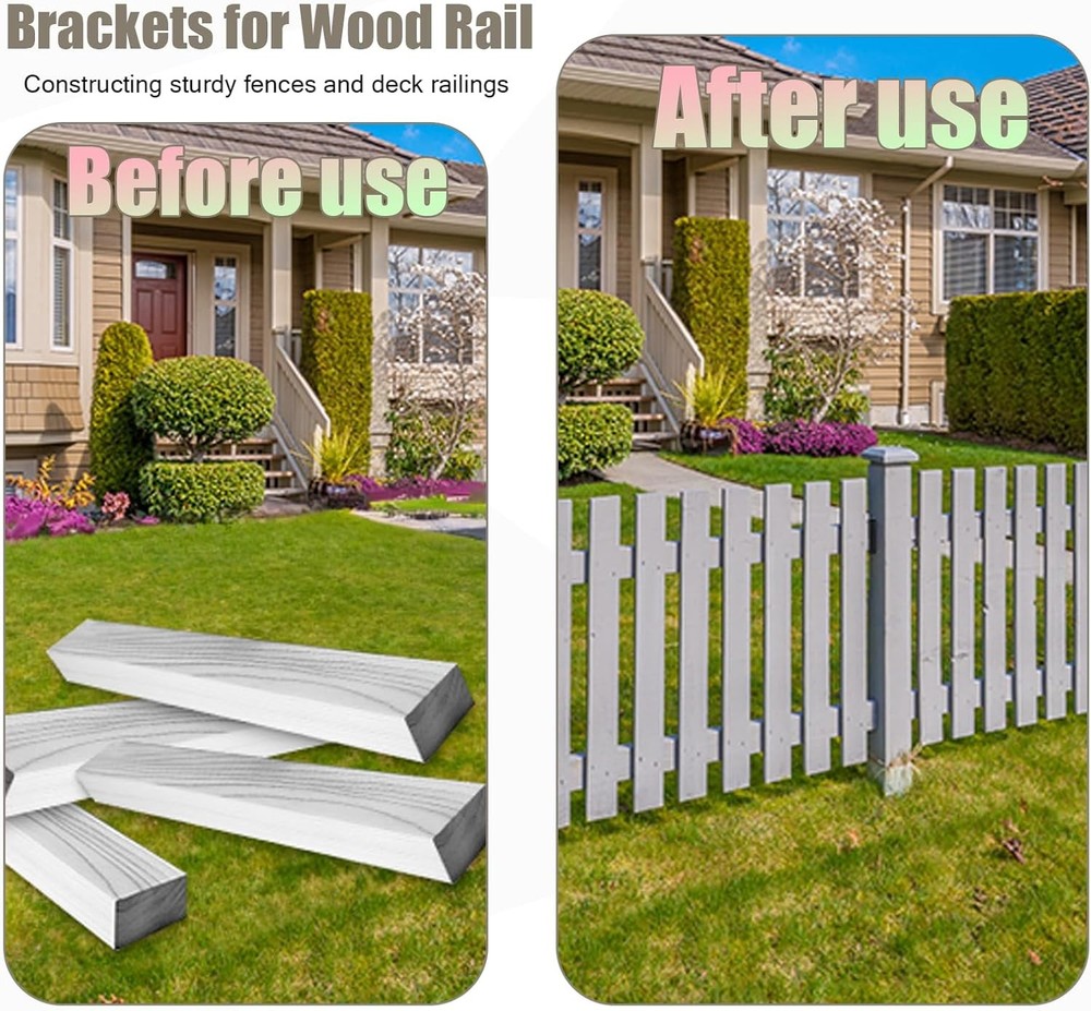 2x4 Fence Post Bracket,4 Pack Black Deck Railing Brackets Connectors, for 2" X 4