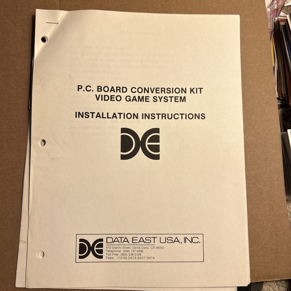 Original Data East Board Conversion Kit Installation, Arcade Video game Manual