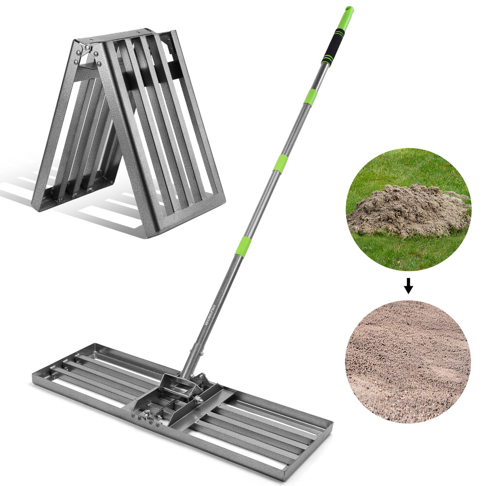 WORKPRO Heavy Duty Lawn Leveling Rake 30"x10" Ground Plate 6FT Adjustable Handle
