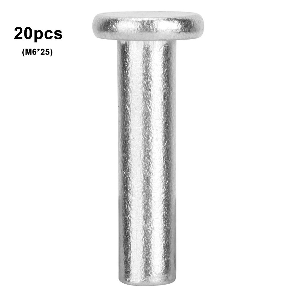 20pcs M6x25 Flat Head Aluminum Solid Rivets GB867