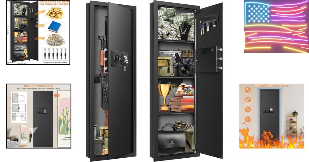43.3" Tall Fireproof s Between the Studs 16" Centers, Electronic Hidden Safe ...