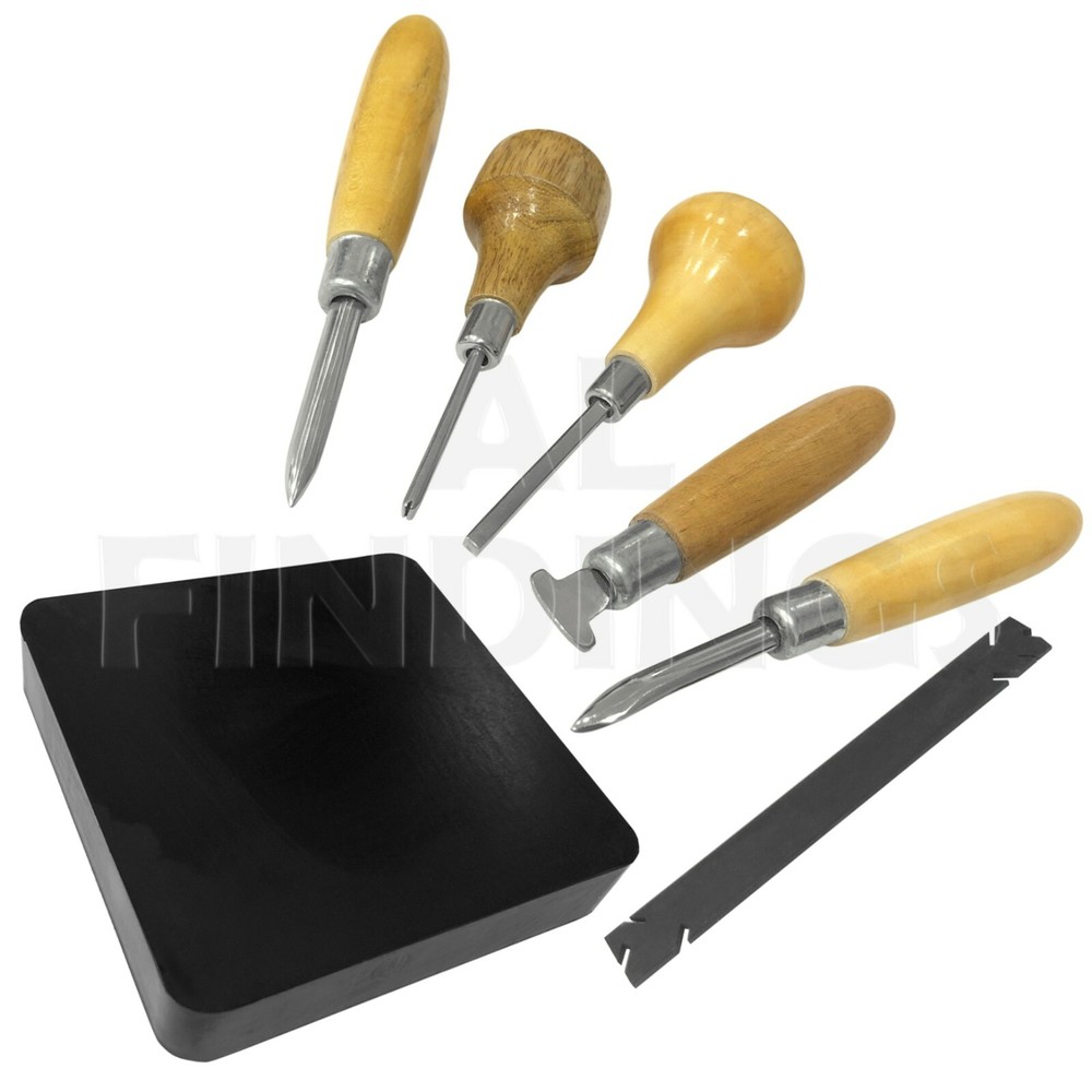Stone Setting Claw Bezel Prong Lifter Pusher Roller Burnisher & 6" Rubber Block