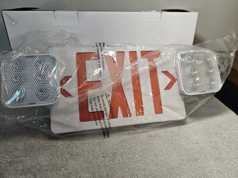 TANLUX Red Exit Sign with Emergency Lights, LED Emergency Exit Light