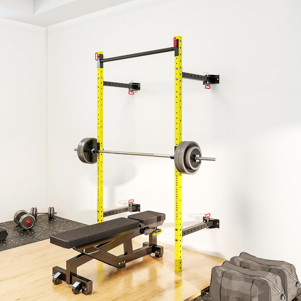 Soozier Folding Squat Rack with Adjustable Pull-Up Bar, 1000 Pounds Capacity Wal