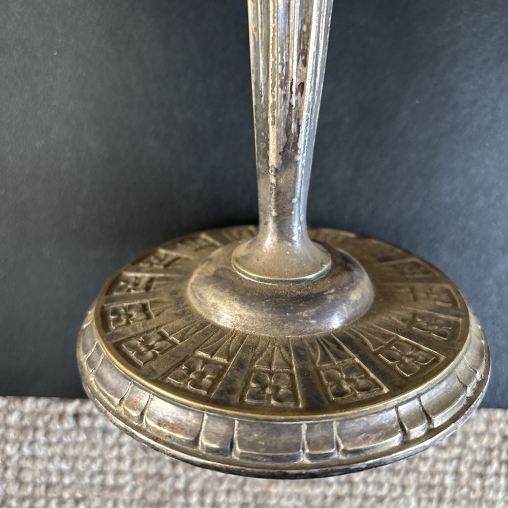 Vintage silver plated compote serving plate with orate floral pattern