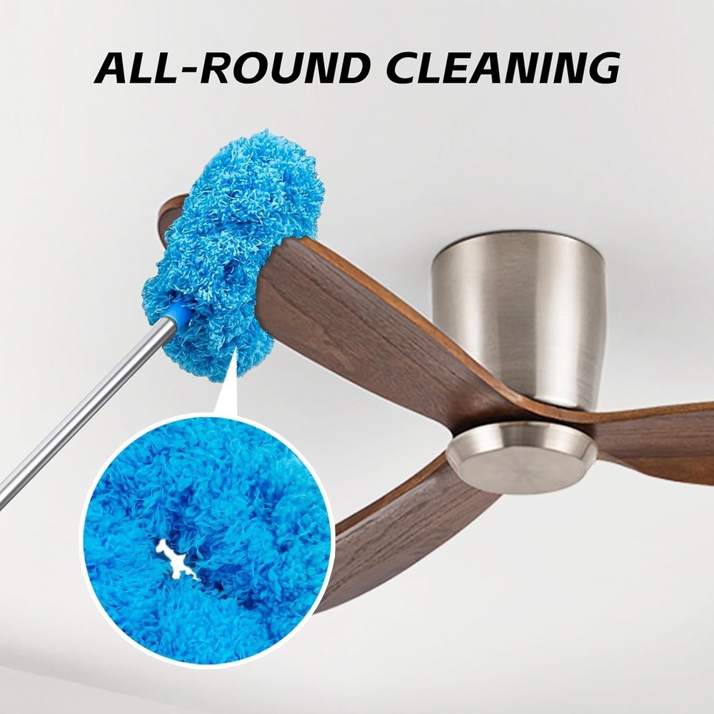 Ceiling Fan Duster with Extension Pole 48in Microfiber Blade Cleaner Long Handle