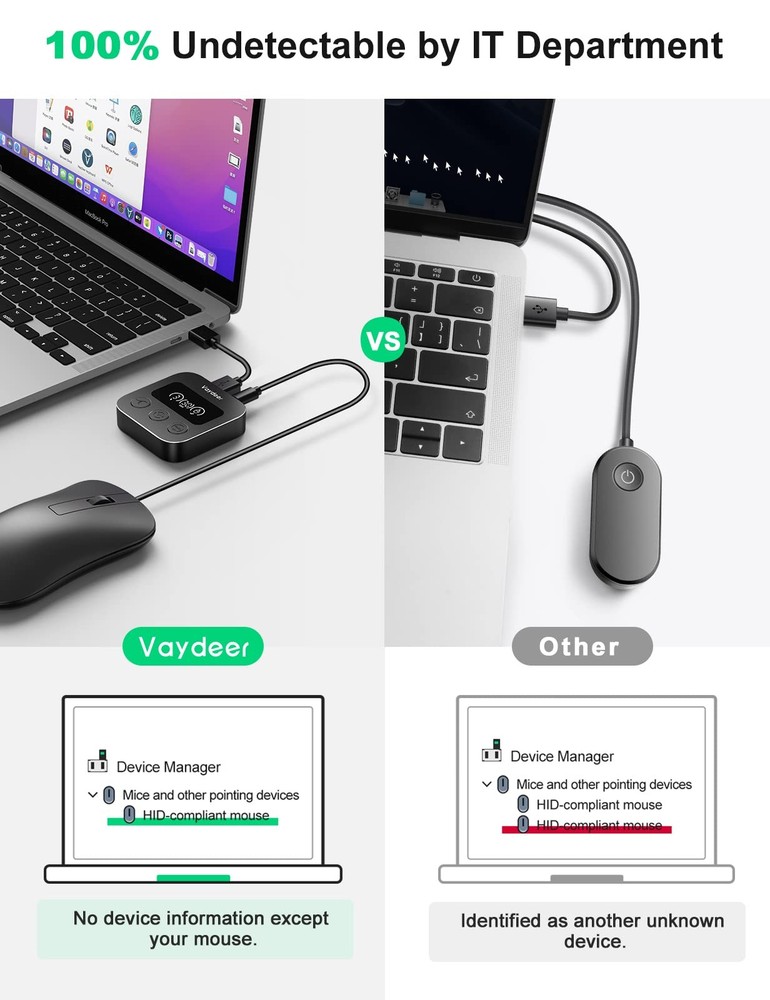 Smart Mouse Jiggler, X3 Plus Undetectable Mouse Mover by IT, Auto Running Whe
