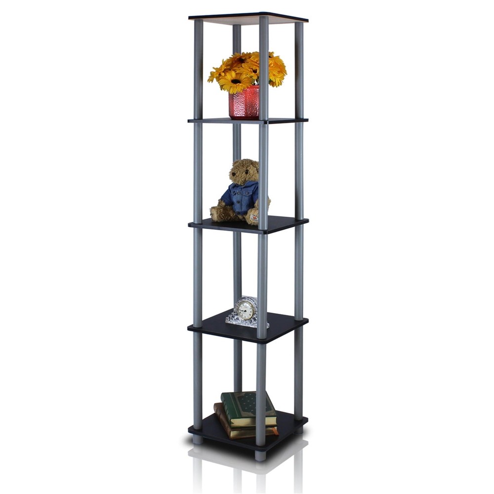 No Tools Wood 5-Tier Display Decorative Shelf in Black