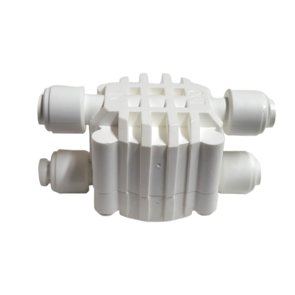 White Shut off Valve for RO systems 4 way 1/4" part# ASV-4000Q