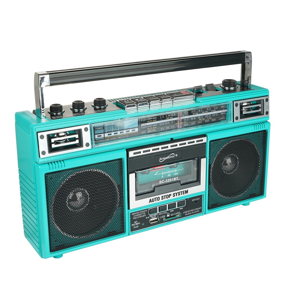 Retro Bluetooth Cassette/AM/FM/Shortwave Boom Box SC-3201BT