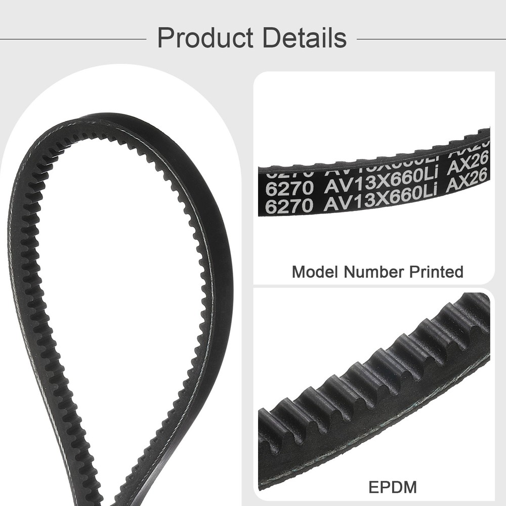 3Pcs AX26 Rubber V-Belt Cogged V Belt 1/2" Width x 26" Inside Circumference