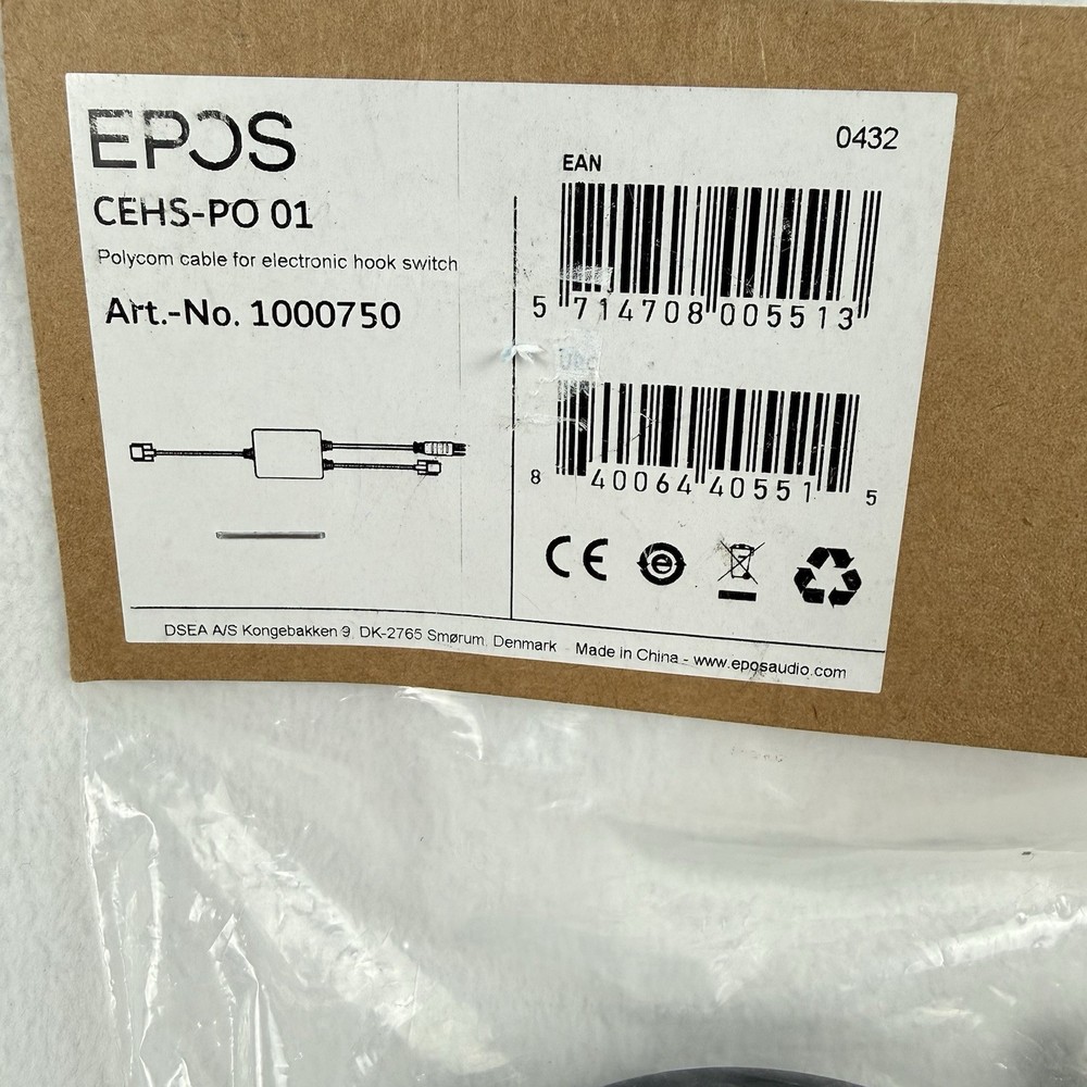EPOS CEHS-PO 01 Polycom Adapter Cable for Electronic Hook Switch, New In Bag