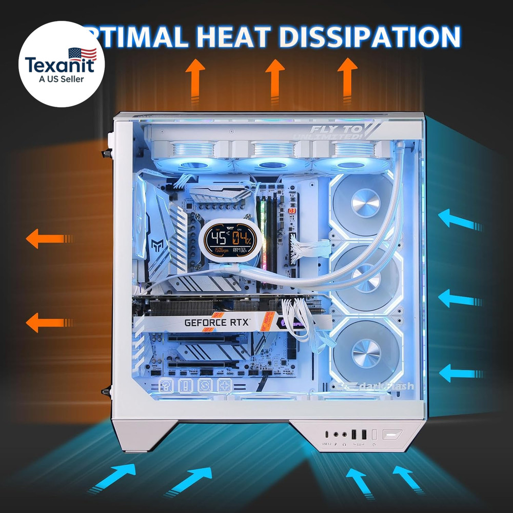 Full-Tower ATX Gaming PC Case, Back Plug-In Motherboard, Vertical GPU Mounting,