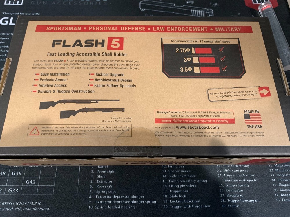 TACTALOAD Flash-5 Stock w/ Integrated Mag Loader - 5 Shell - Rem 870 - Orange