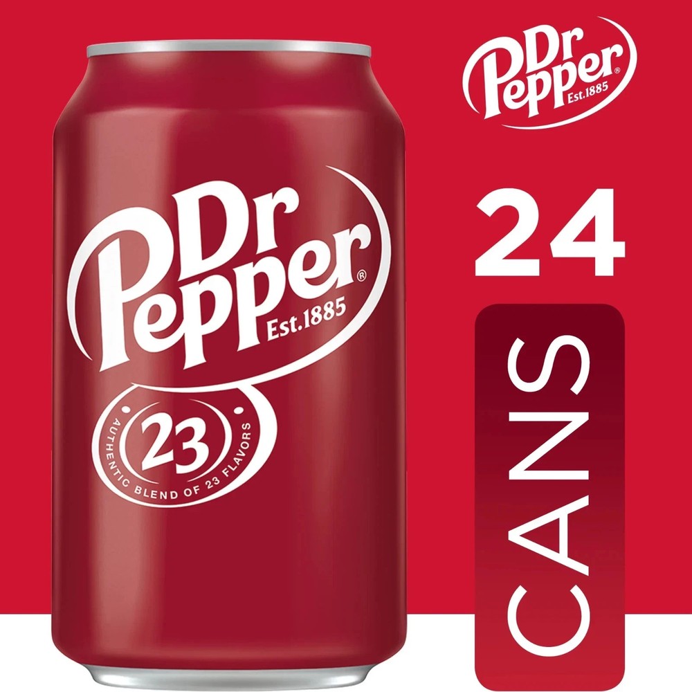 Dr Pepper Soda Pop, 12 fl oz, 24 Pack Cans