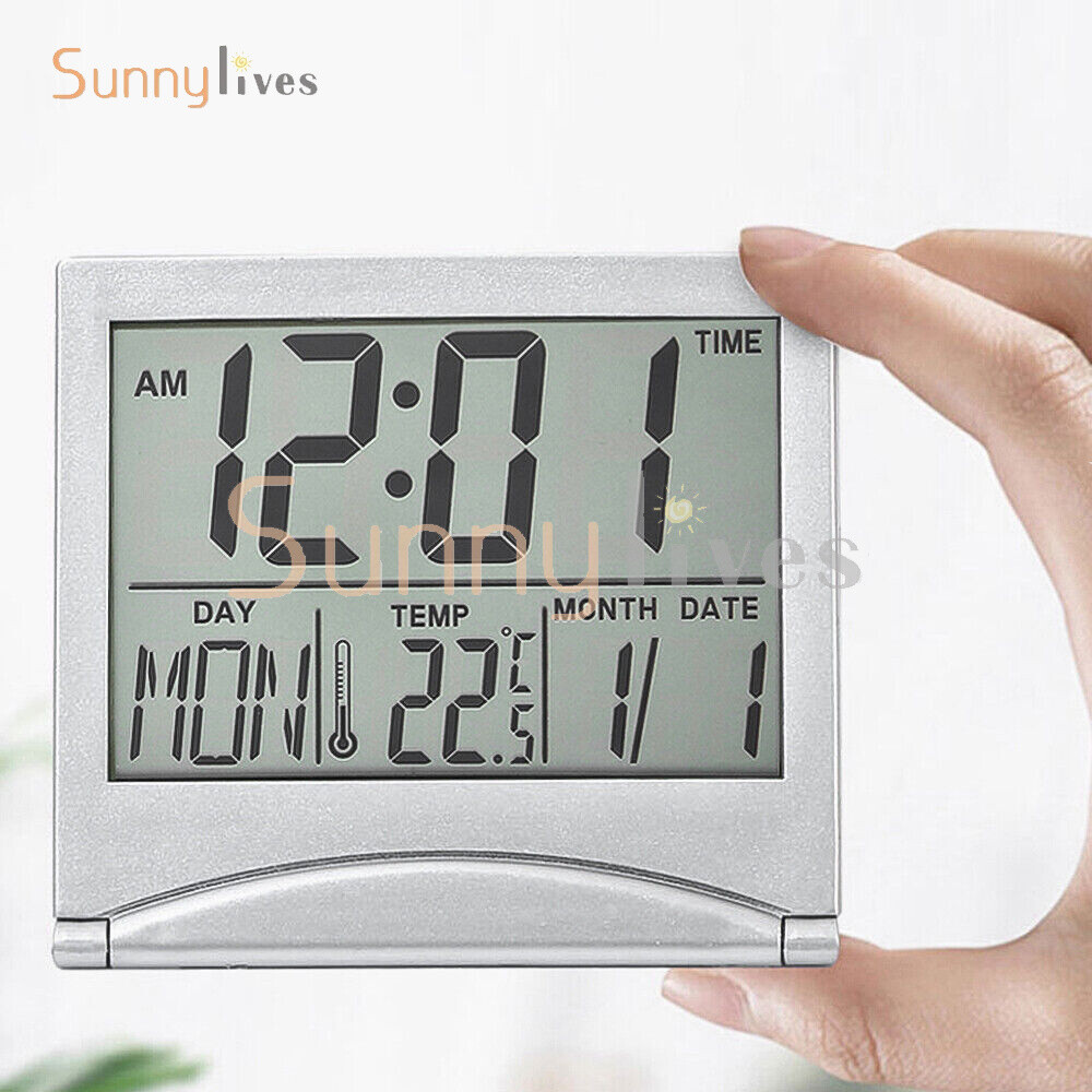 Digital Deck Clock Foldable Calendar Temperature Timer Alarm Clock LCD Display