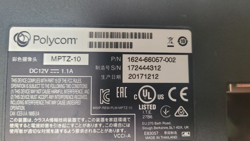 Polycom 1624-66057-002 MPTZ-10 EagleEye IV Conference Camera