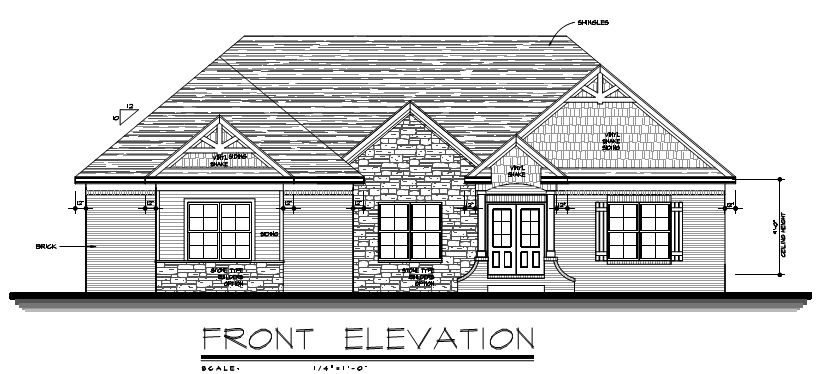 Custom House Plans 1850 square feet Brick and Stone Basement Ranch