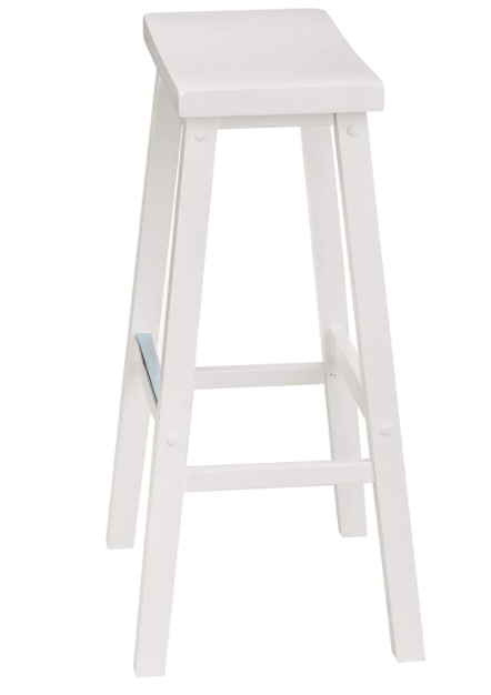 Classic Solid Wood Saddle-Seat Kitchen Counter Stool with Foot