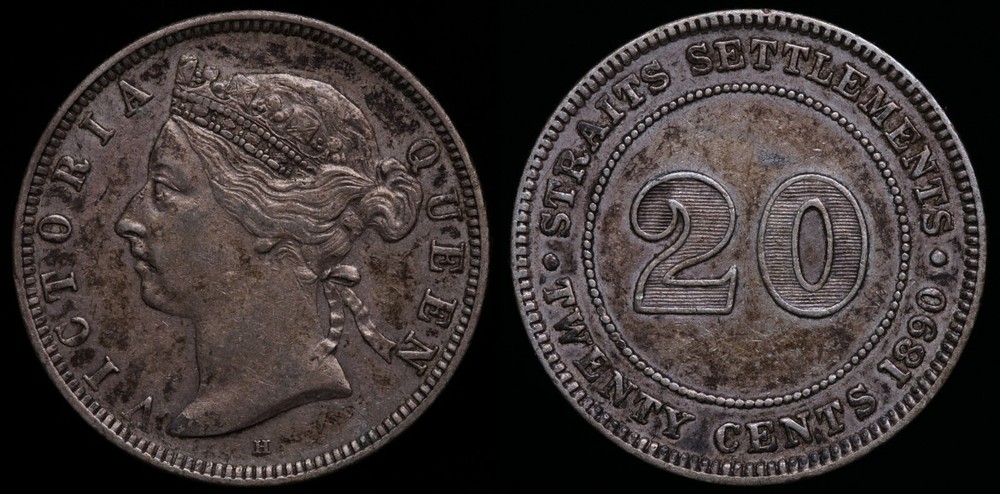 1890 Straits Settlements 20 Cents - KM# 12