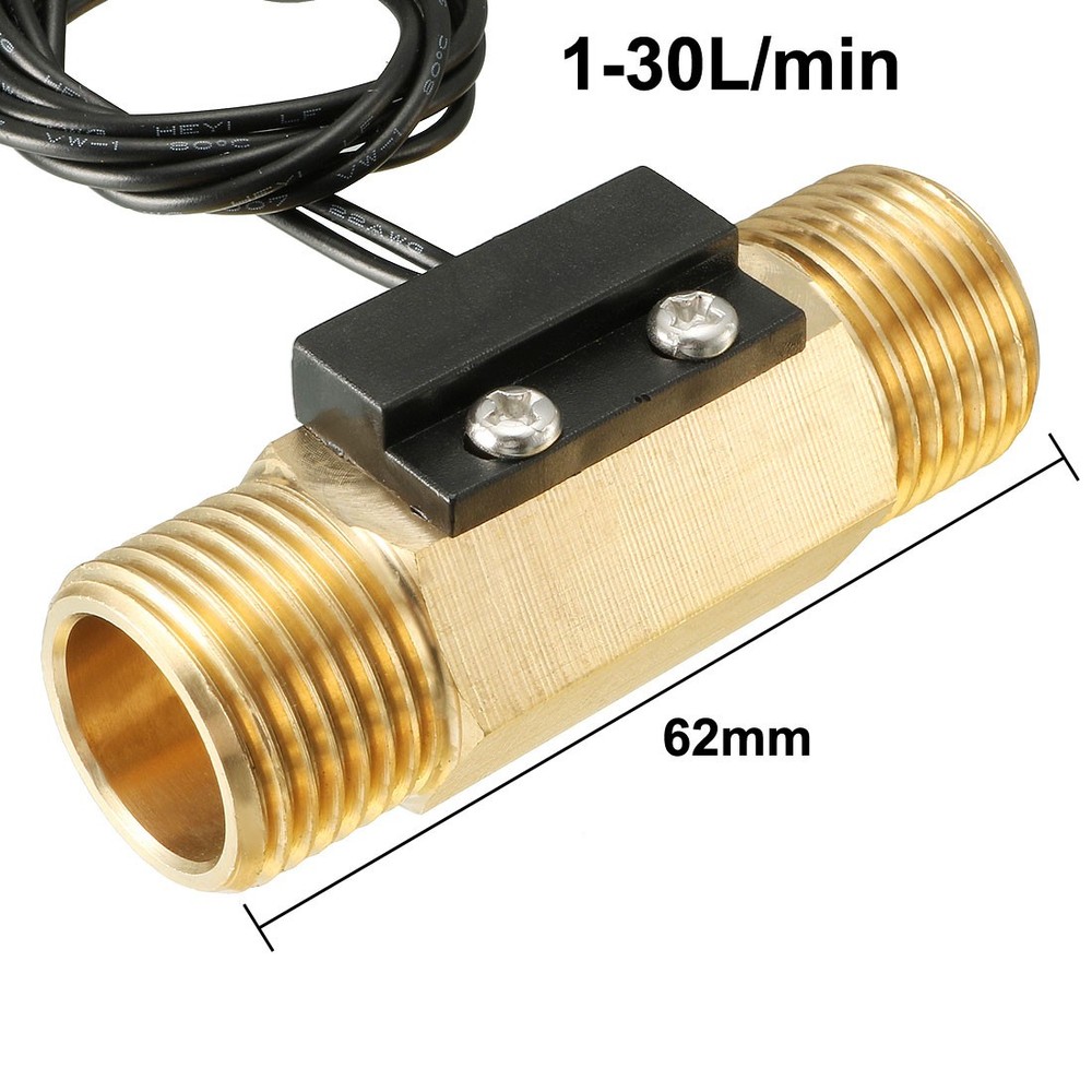 G1/2" Hall Effect Liquid Water Flow Sensor Switch Meter 1-30L/min SEN-CL21W