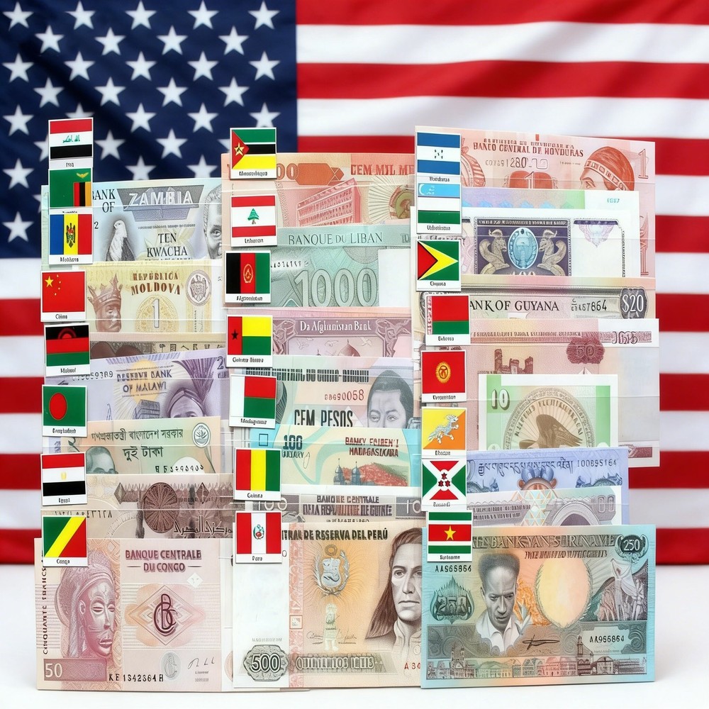 100 Pcs UNC World Banknotes Different Foreign Paper Money Collection Gift Set