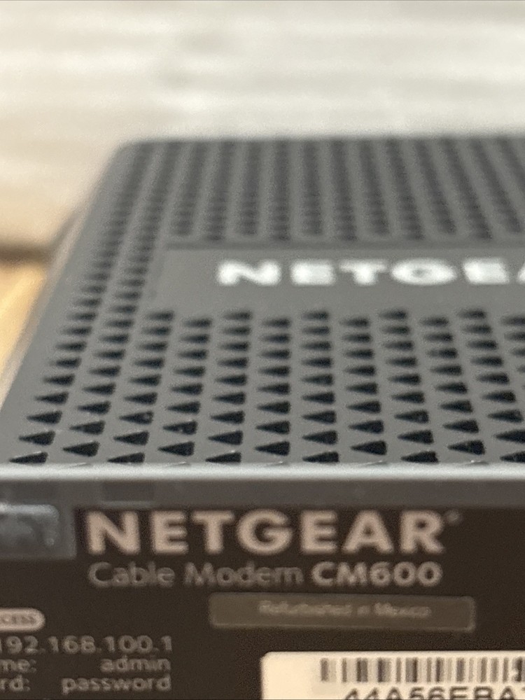 NETGEAR CM600 Cable Modem Power Supply Coax Cable Ethernet Cable Tested Working