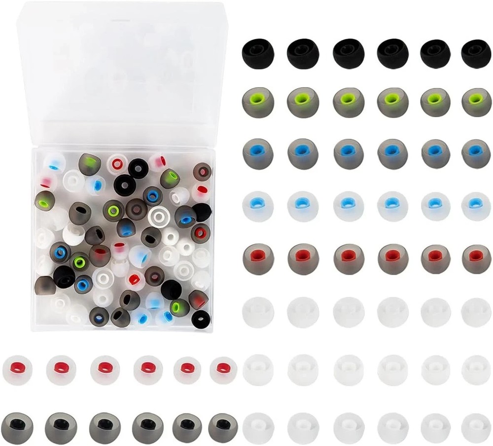 60PCS Earbuds Replacement Tips Silicone, Ear Bud multicolor