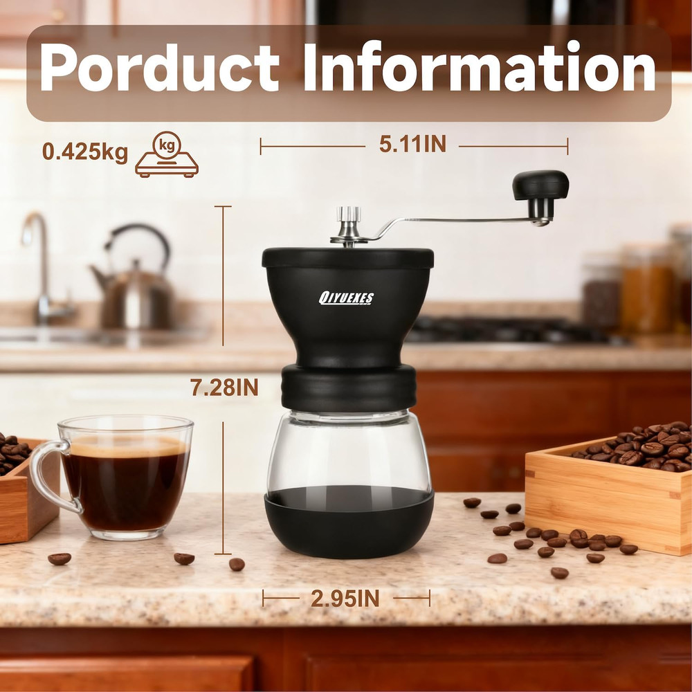 Manual Coffee Grinder 48 Adjustable Settings, 80G Large Capacity, Conical Burr H
