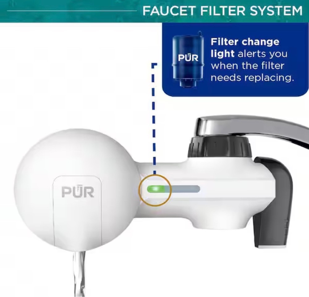 PUR Plus Faucet Mount Water Filter System Mineral Core Lead Reduction White NEW
