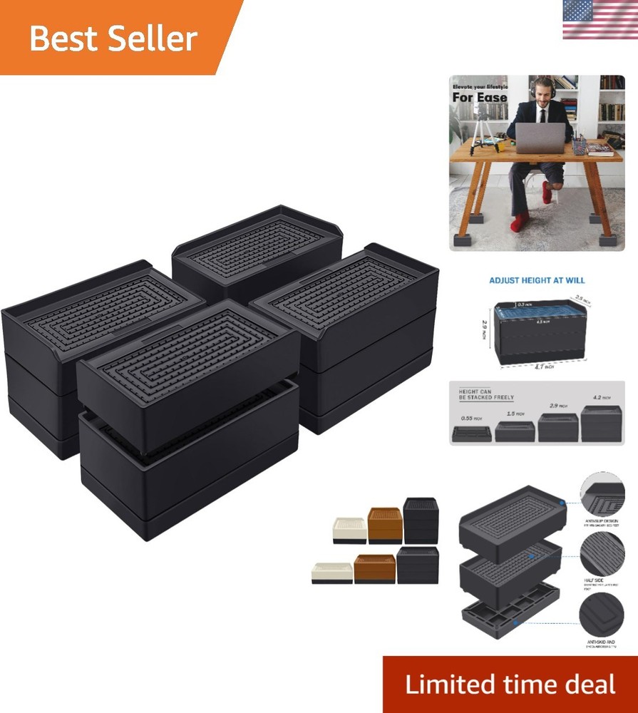 Rectangle Bed Risers Heavy Duty Adjustable Furniture Risers for Couch Bed Sof...