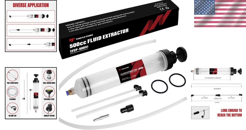Chemical Resistant Manual Fluid Extractor - 500cc Capacity with Locking Adapter