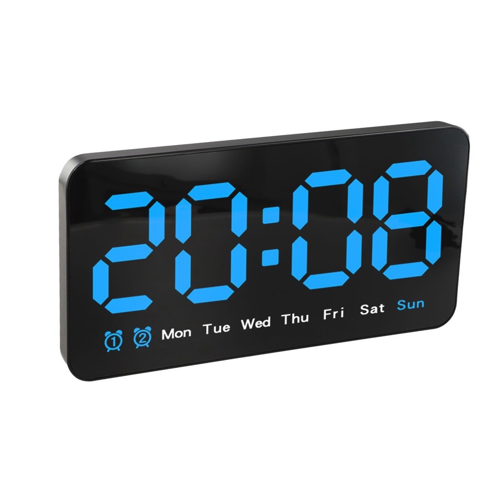 Digital Wall Clock Large Display Featuring Week Date and Dual Time Format