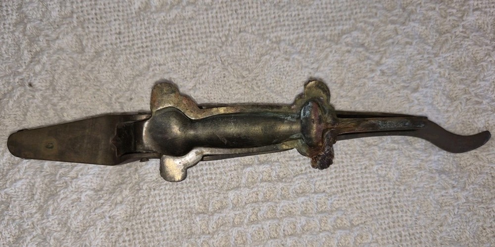 Vintage Brass Alligator Nutcracker with Engraved Detailing