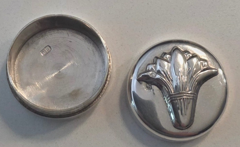 Sterling Silver Small Pill Case Art Deco Vintage