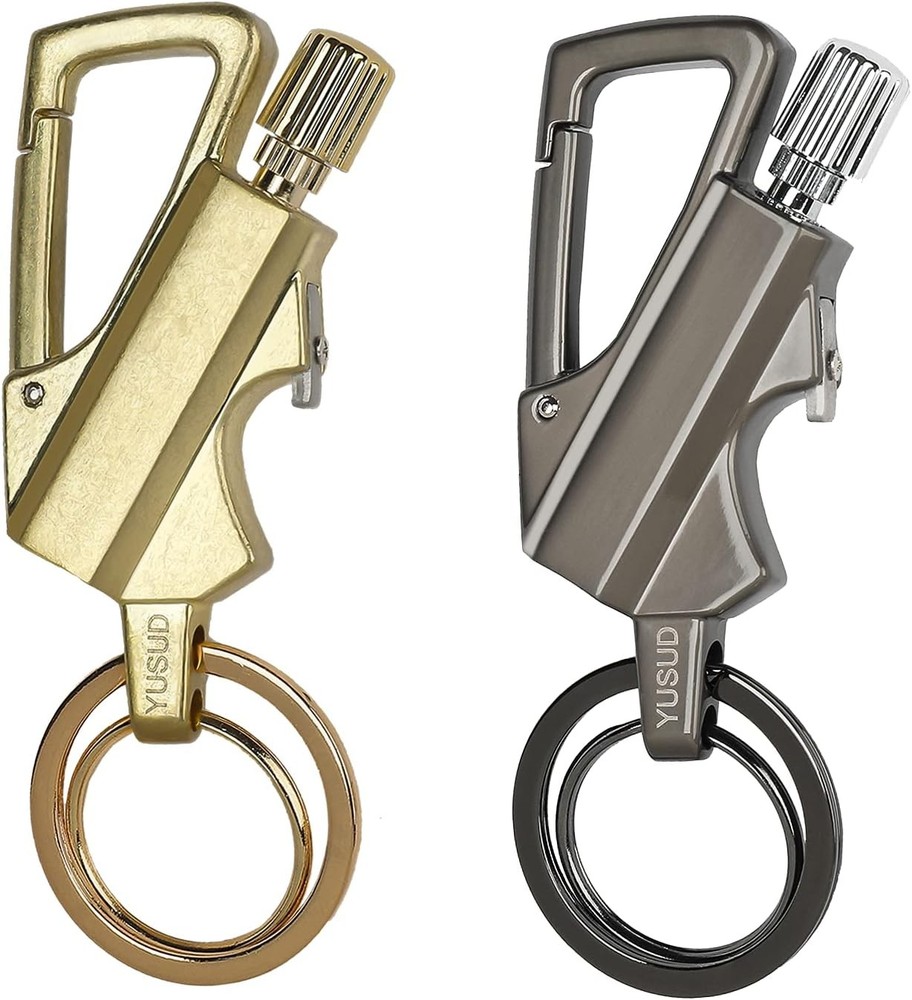 YUSUD 2 Pack Permanent Match Infinity Lighter with Multitool Grey and Gold