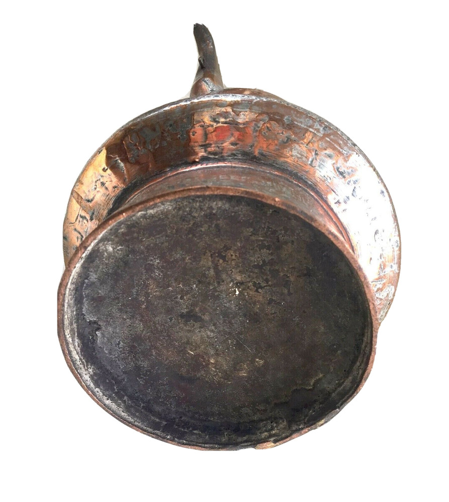 Large Hand Hammered Copper Ewer with Riveted Handle Middle Eastern/N Africa 14"