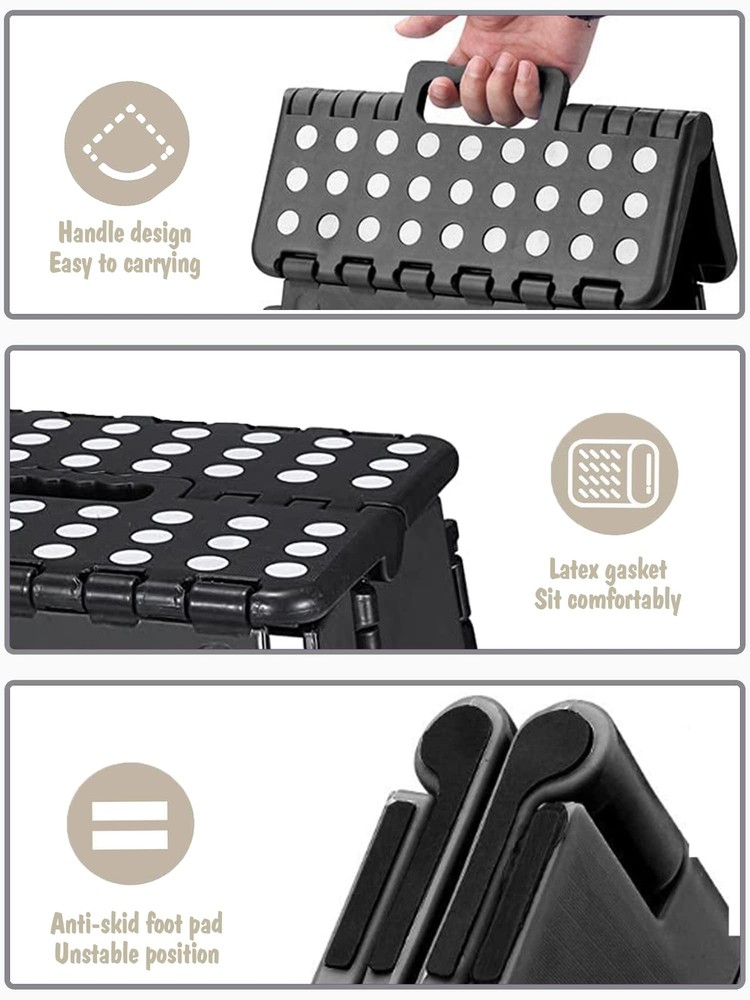 FOLDING STEP STOOL 13 INCH HEAVY DUTY PLASTIC FOLDABLE STEP STOOL FOR KIDS AND A