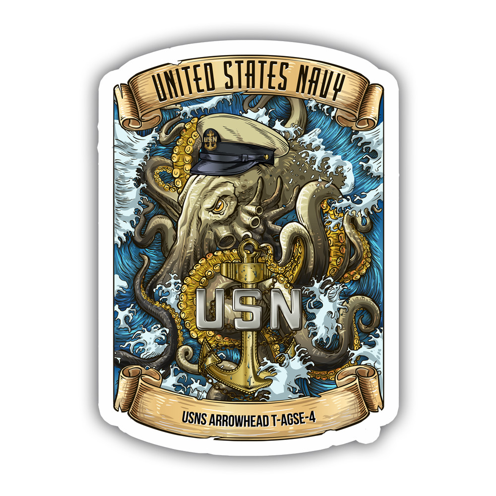 USNS Arrowhead Decal - Military Sealift Command Sticker - 4" Ship MSC Decal