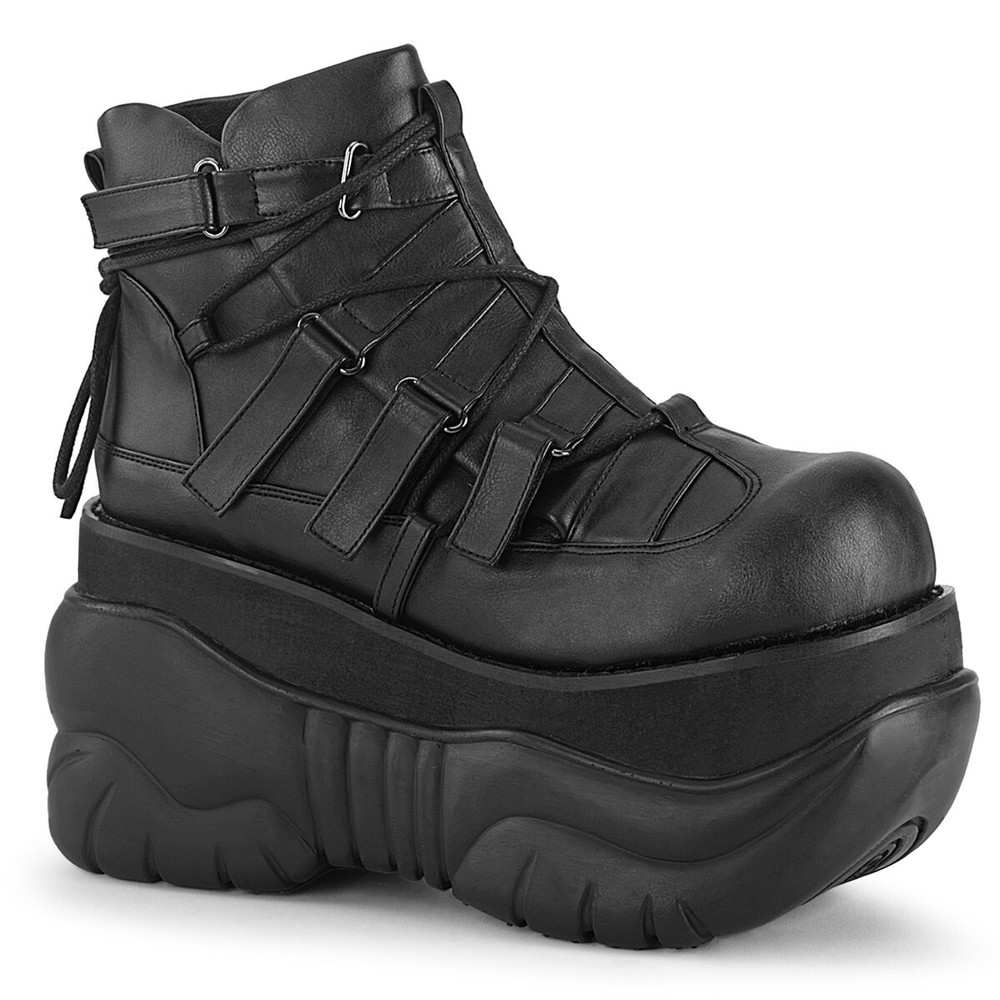 DEMONIA Men's 4" Platform Ankle Boot w/ Hook N' Loop Straps Shoes BOXER-13