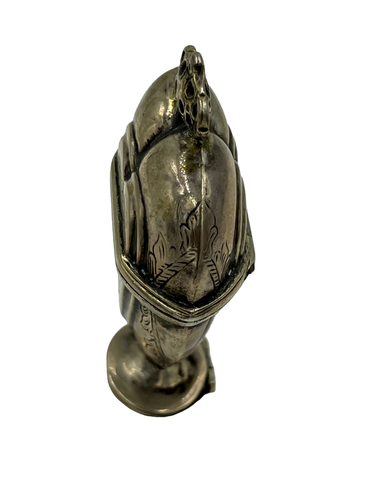 Scandinavian Solid Silver and Gilded Heart-Shaped Vinaigrette or Hovedvandsaeg